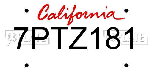 7PTZ181 California License Plate