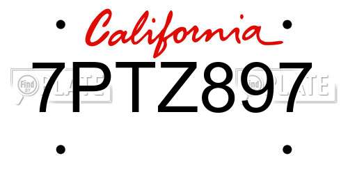 7PTZ897 California License Plate