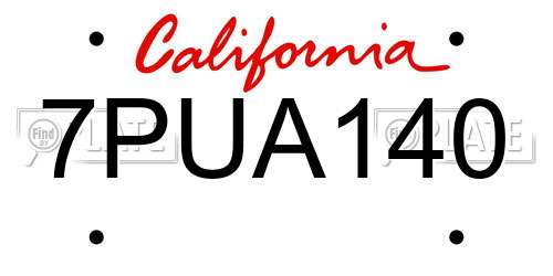 7PUA140 California License Plate