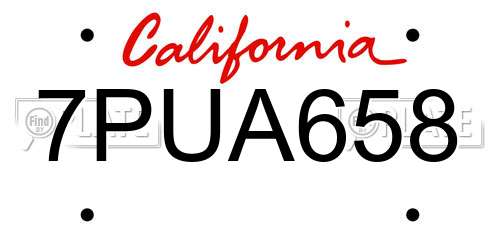 7PUA658 California License Plate