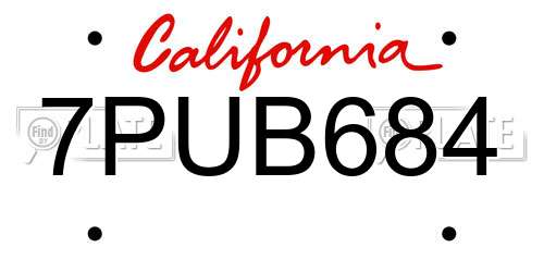 7PUB684 California License Plate