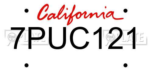7PUC121 California License Plate