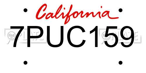 7PUC159 California License Plate