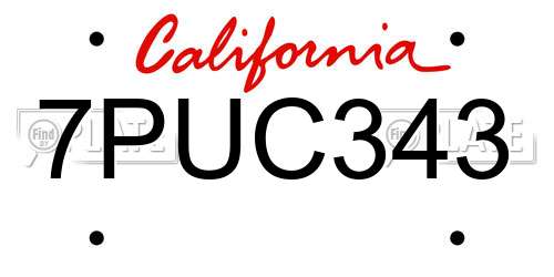 7PUC343 California License Plate