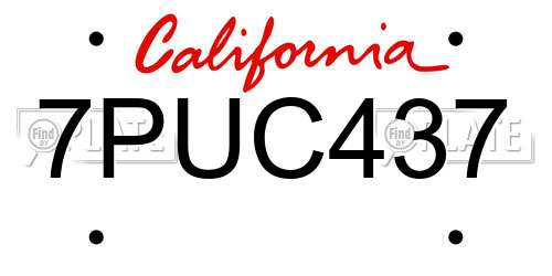 7PUC437 California License Plate