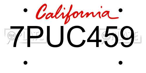 7PUC459 California License Plate