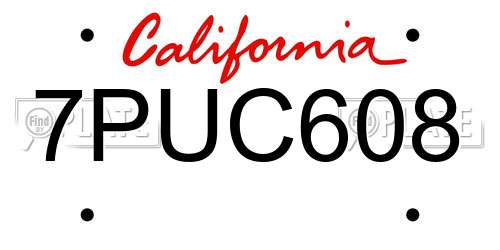7PUC608 California License Plate