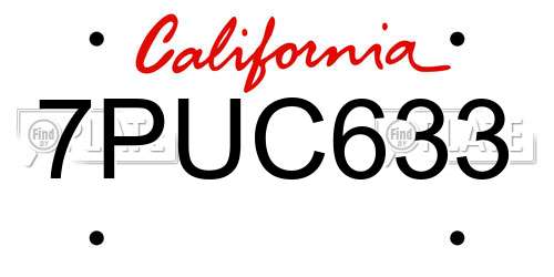7PUC633 California License Plate