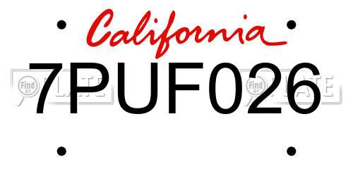 7PUF026 California License Plate