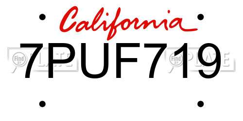 7PUF719 California License Plate