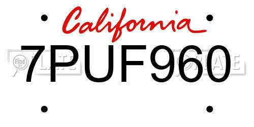 7PUF960 California License Plate
