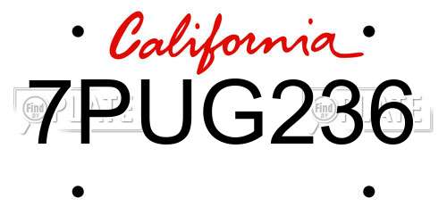 7PUG236 California License Plate