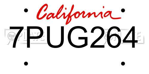 7PUG264 California License Plate