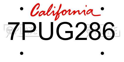 7PUG286 California License Plate