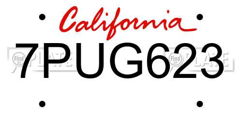 7PUG623 California License Plate