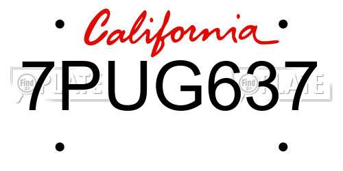 7PUG637 California License Plate