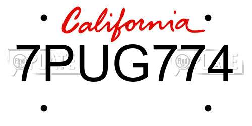 7PUG774 California License Plate