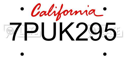7PUK295 California License Plate
