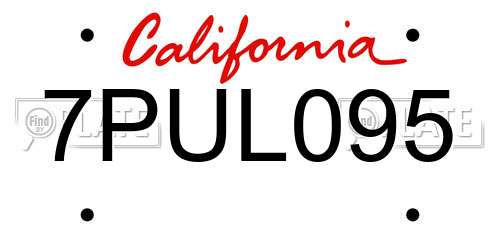 7PUL095 California License Plate