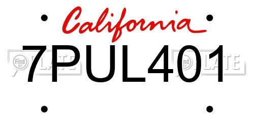 7PUL401 California License Plate