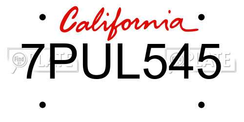 7PUL545 California License Plate