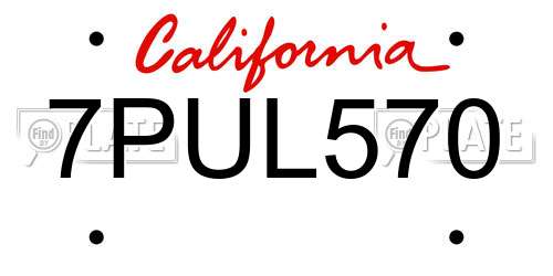 7PUL570 California License Plate