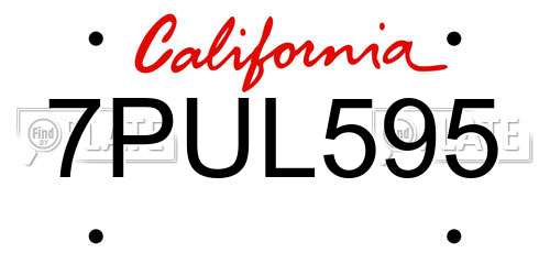 7PUL595 California License Plate