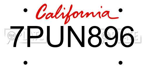 7PUN896 California License Plate