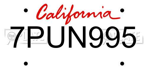 7PUN995 California License Plate