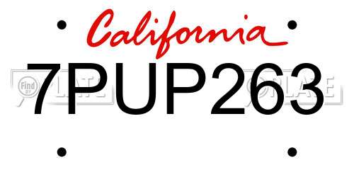 7PUP263 California License Plate