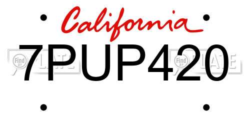 7PUP420 California License Plate
