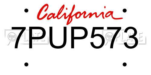 7PUP573 California License Plate