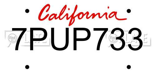 7PUP733 California License Plate