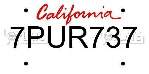 7PUR737 California License Plate