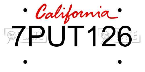 7PUT126 California License Plate