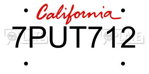 7PUT712 California License Plate