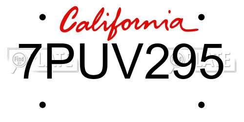7PUV295 California License Plate