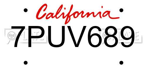 7PUV689 California License Plate