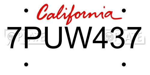 7PUW437 California License Plate
