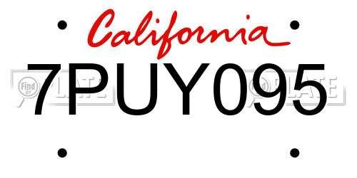 7PUY095 California License Plate