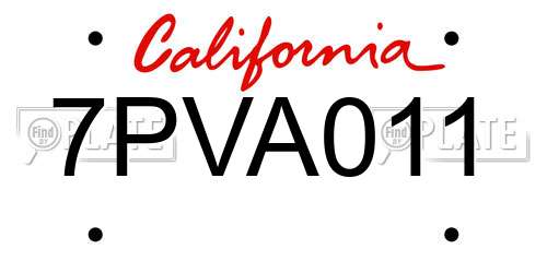 7PVA011 California License Plate