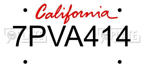 7PVA414 California License Plate