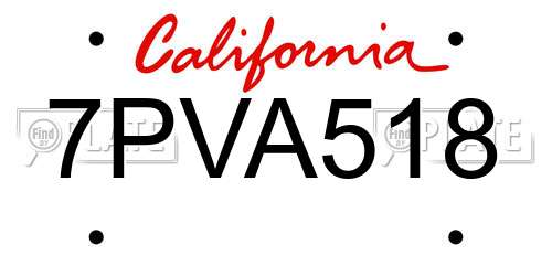 7PVA518 California License Plate