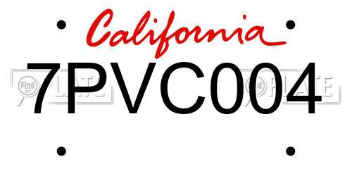 7PVC004 California License Plate