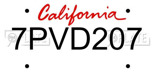7PVD207 California License Plate