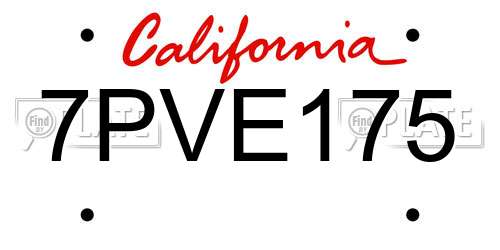 7PVE175 California License Plate