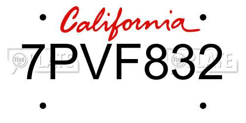 7PVF832 California License Plate