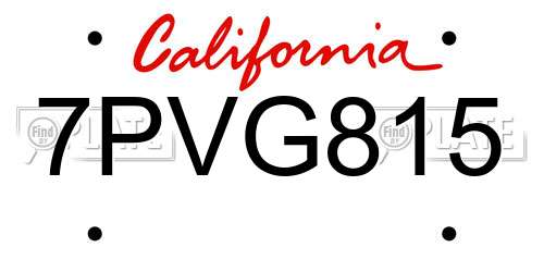 7PVG815 California License Plate