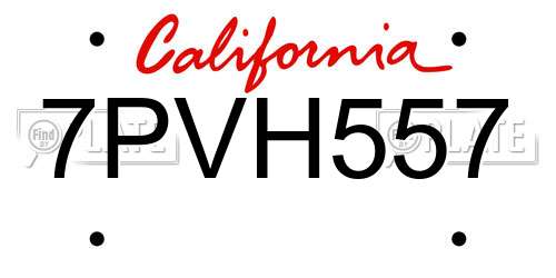 7PVH557 California License Plate