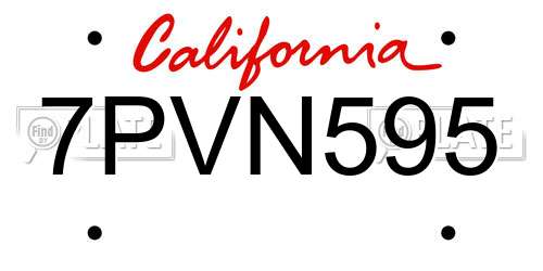 7PVN595 California License Plate